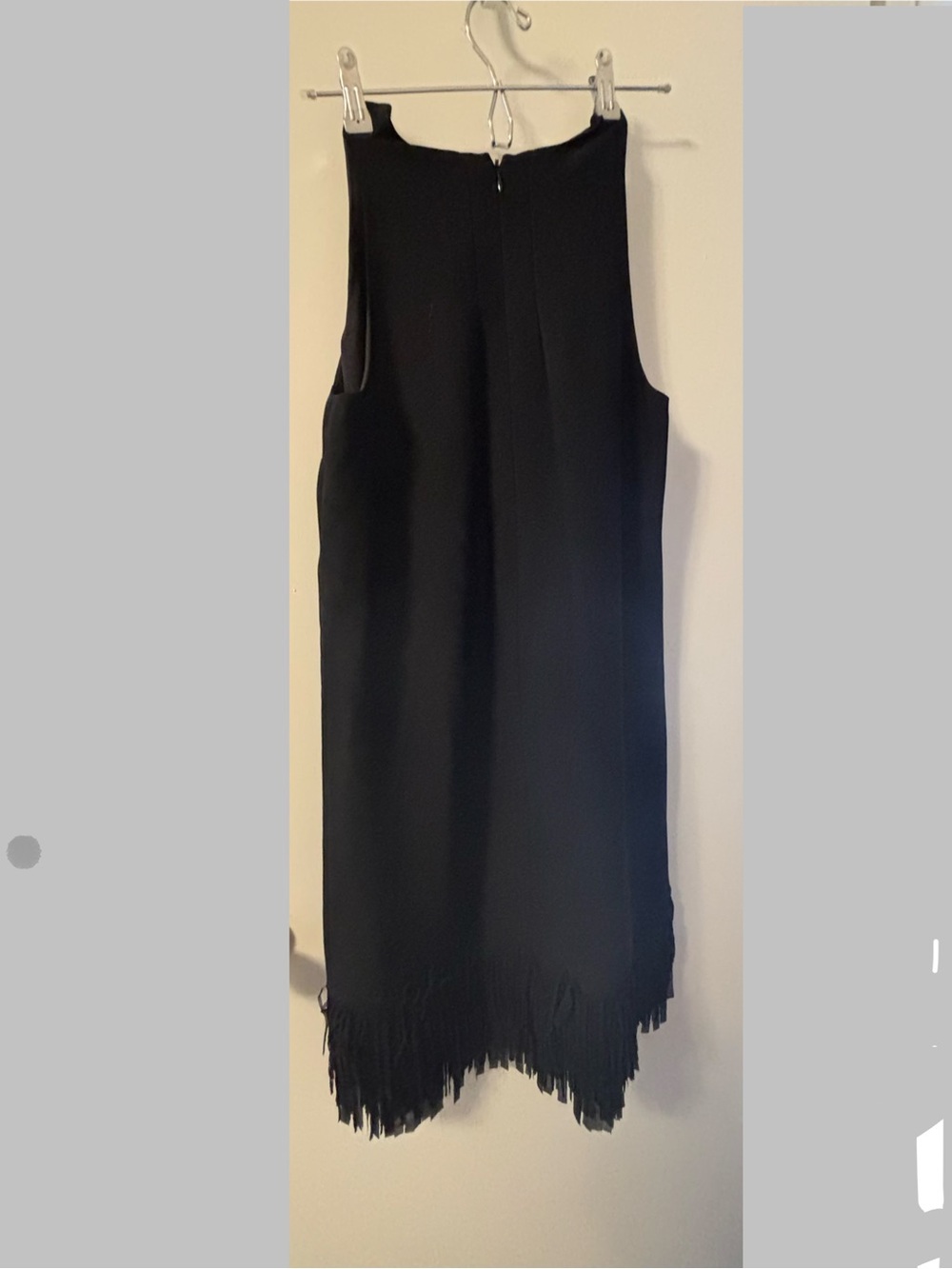 Banana Republic Black Sleeveless Fringe-Hem Midi Dress